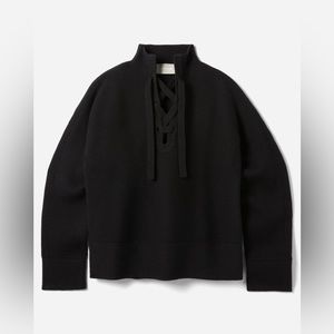 EVERLANE The Lace-Up Smock Sweater in Black